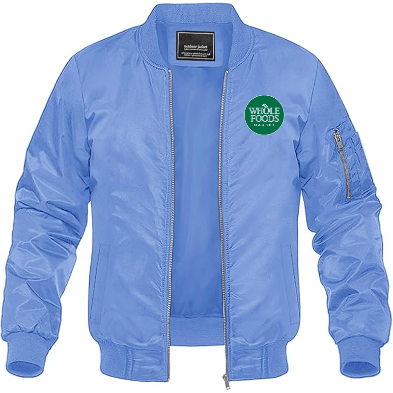 Men's Whole Foods Market Lightweight Bomber Jacket Windbreaker Softshell Varsity Jacket Coat